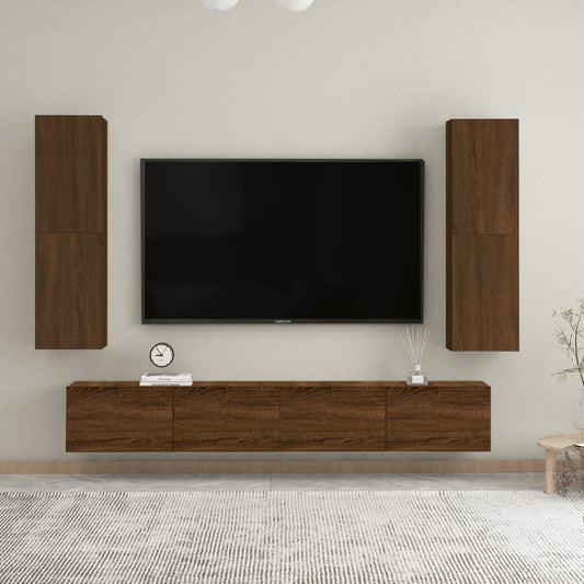 Wall-mounted TV Cabinets 2 pcs Brown Oak 30.5x30x110 cm