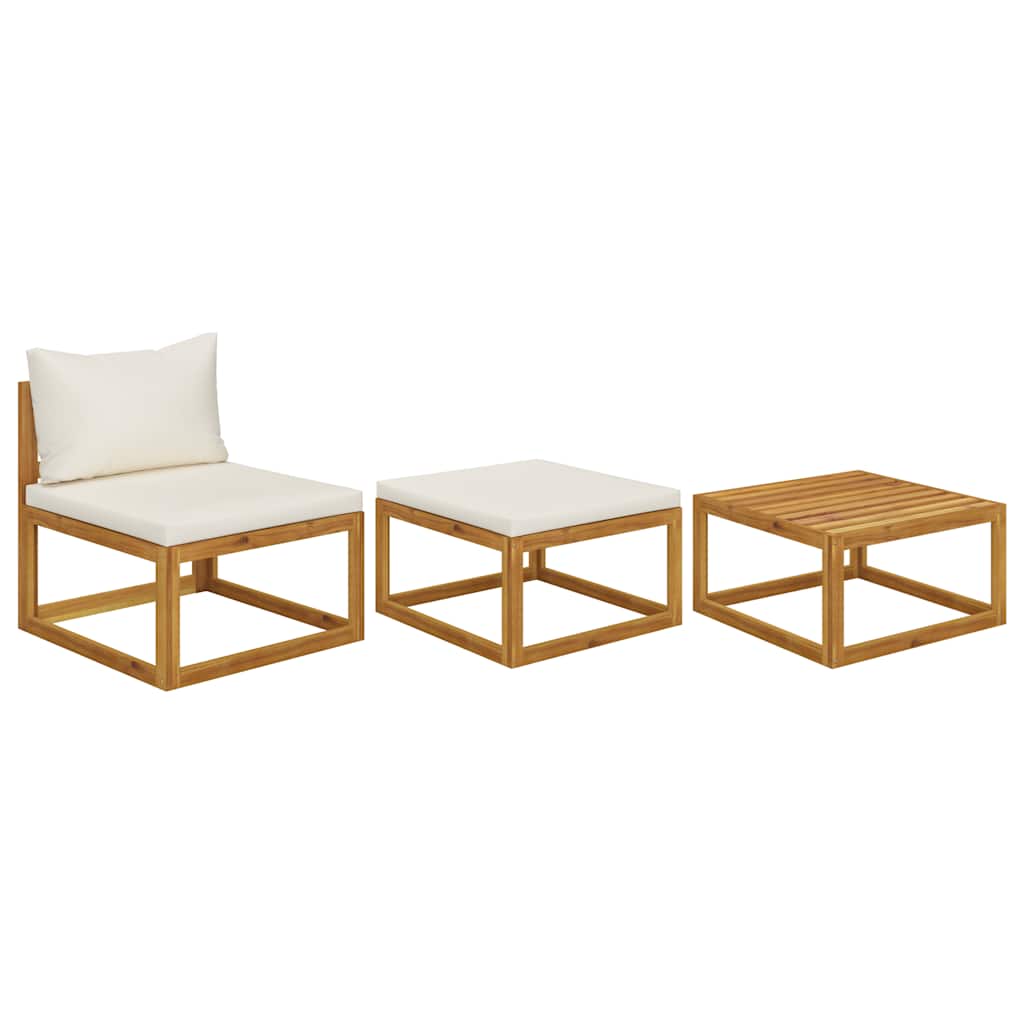 3 Piece Garden Lounge Set with Cushions Solid Wood Acacia