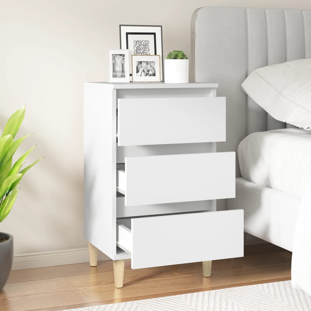 vidaXL Bedside Cabinet White 40x35x70 cm Engineered Wood