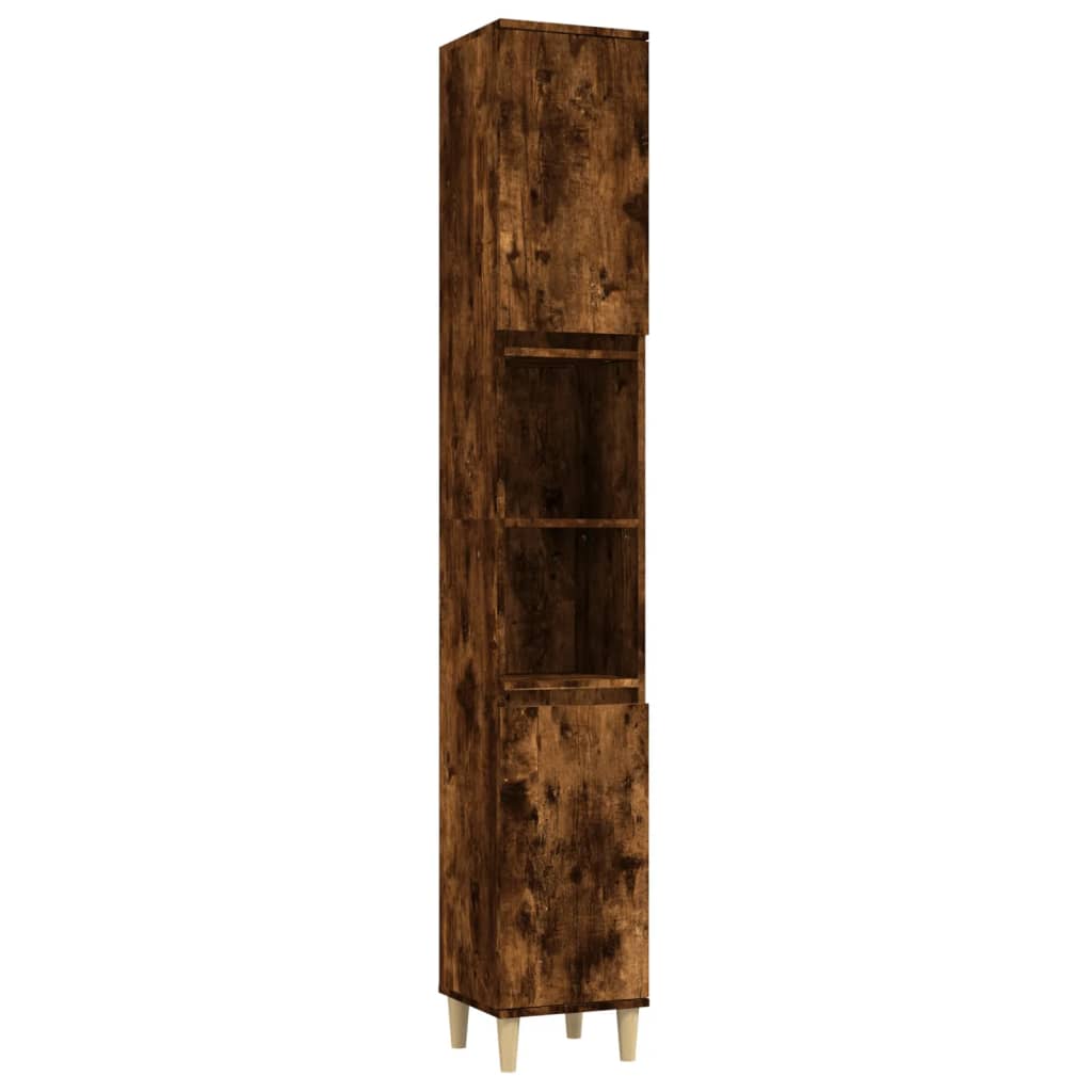 vidaXL Bathroom Cabinet Smoked Oak 30x30x190 cm Engineered Wood