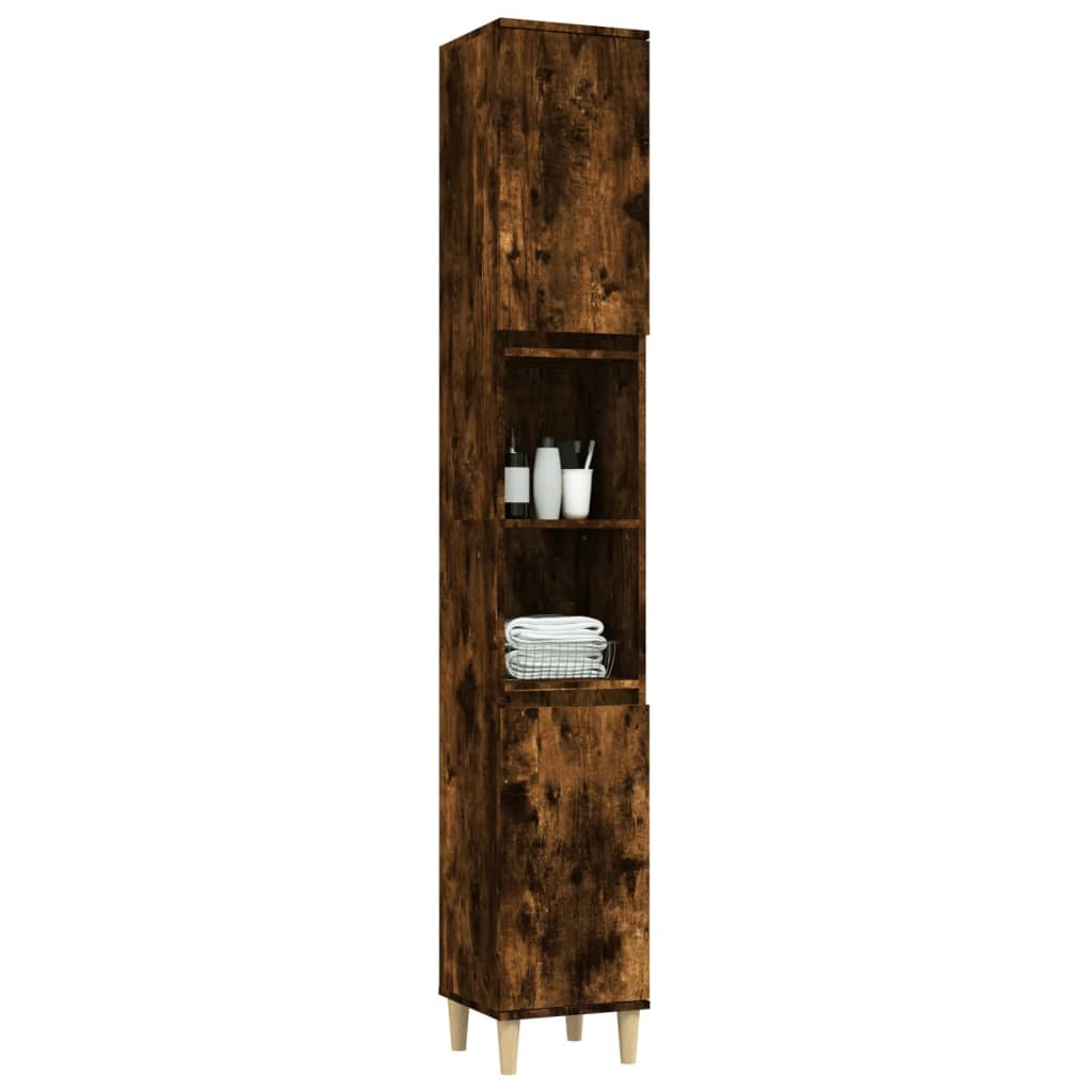 vidaXL Bathroom Cabinet Smoked Oak 30x30x190 cm Engineered Wood