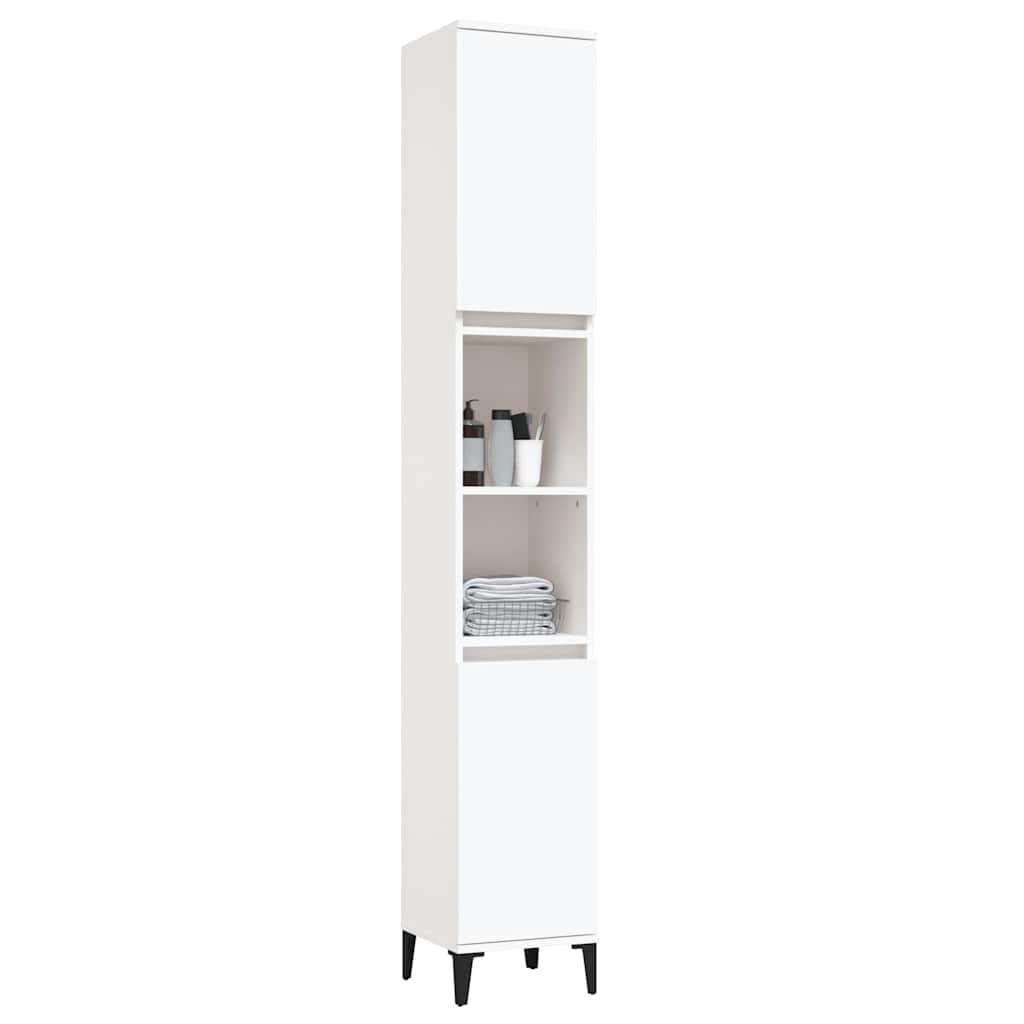 Bathroom Cabinet White 30x30x190 cm Engineered Wood