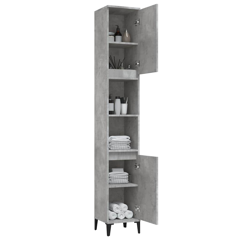Bathroom Cabinet Concrete Grey 30x30x190 cm Engineered Wood