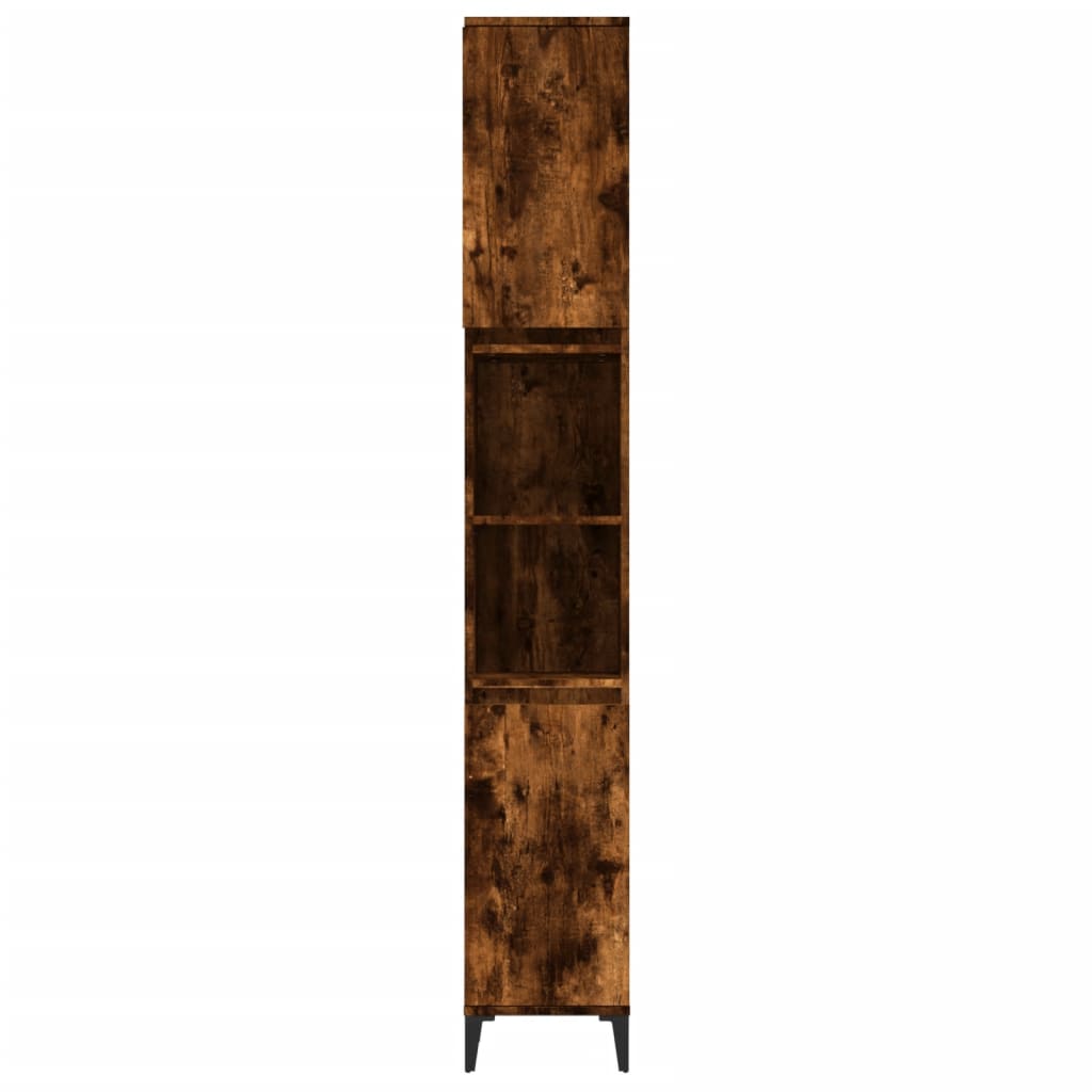 vidaXL Bathroom Cabinet Smoked Oak 30x30x190 cm Engineered Wood