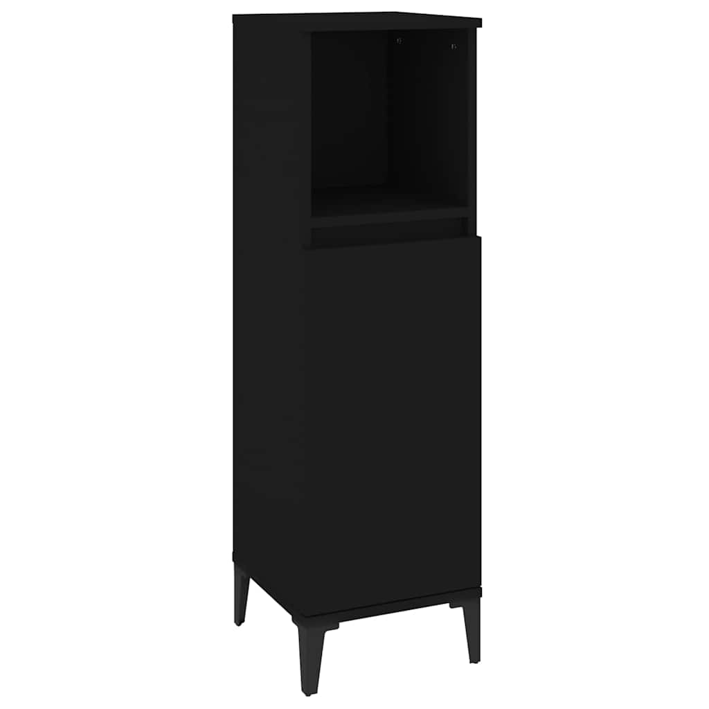 Bathroom Cabinet Black 30x30x100 cm Engineered Wood