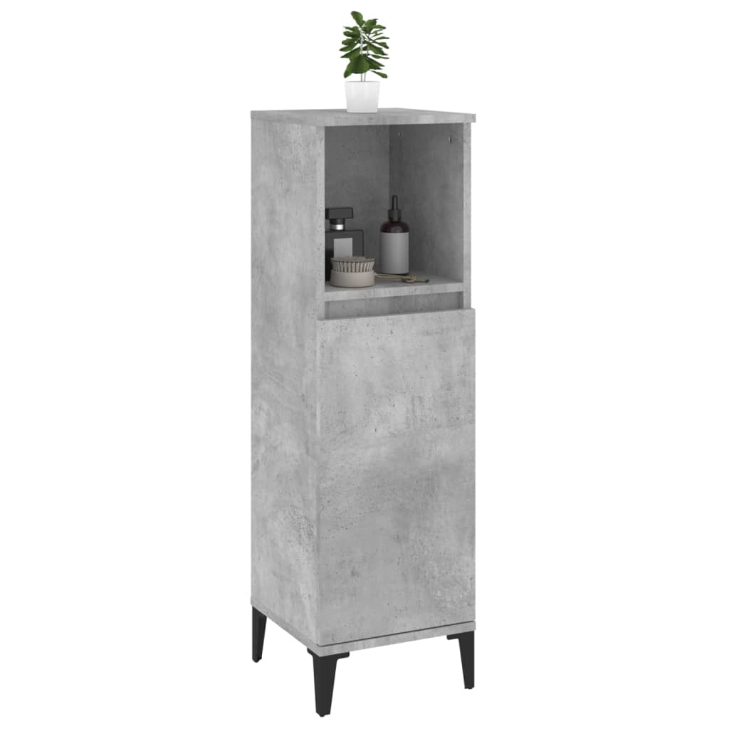 vidaXL Bathroom Cabinet Concrete Grey 30x30x100 cm Engineered Wood