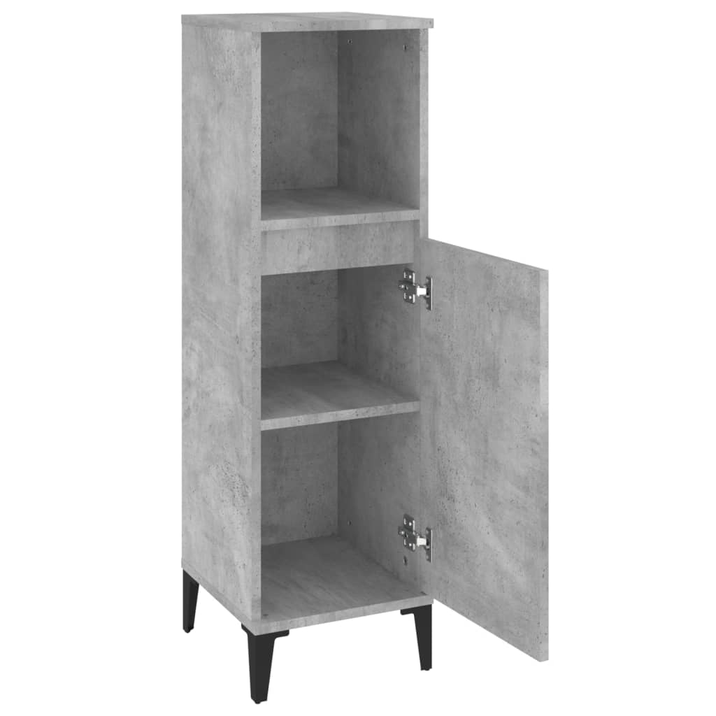 vidaXL Bathroom Cabinet Concrete Grey 30x30x100 cm Engineered Wood