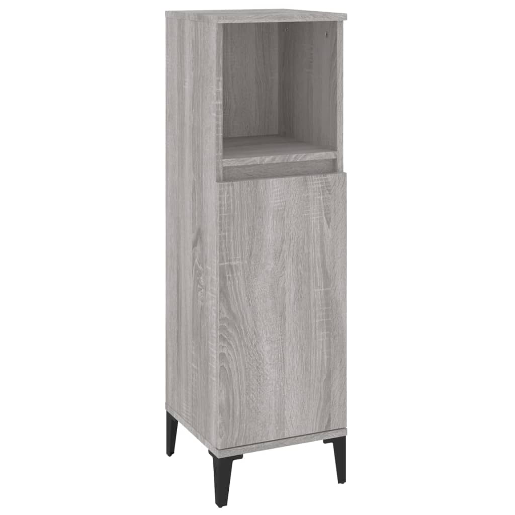 vidaXL Bathroom Cabinet Grey Sonoma 30x30x100 cm Engineered Wood