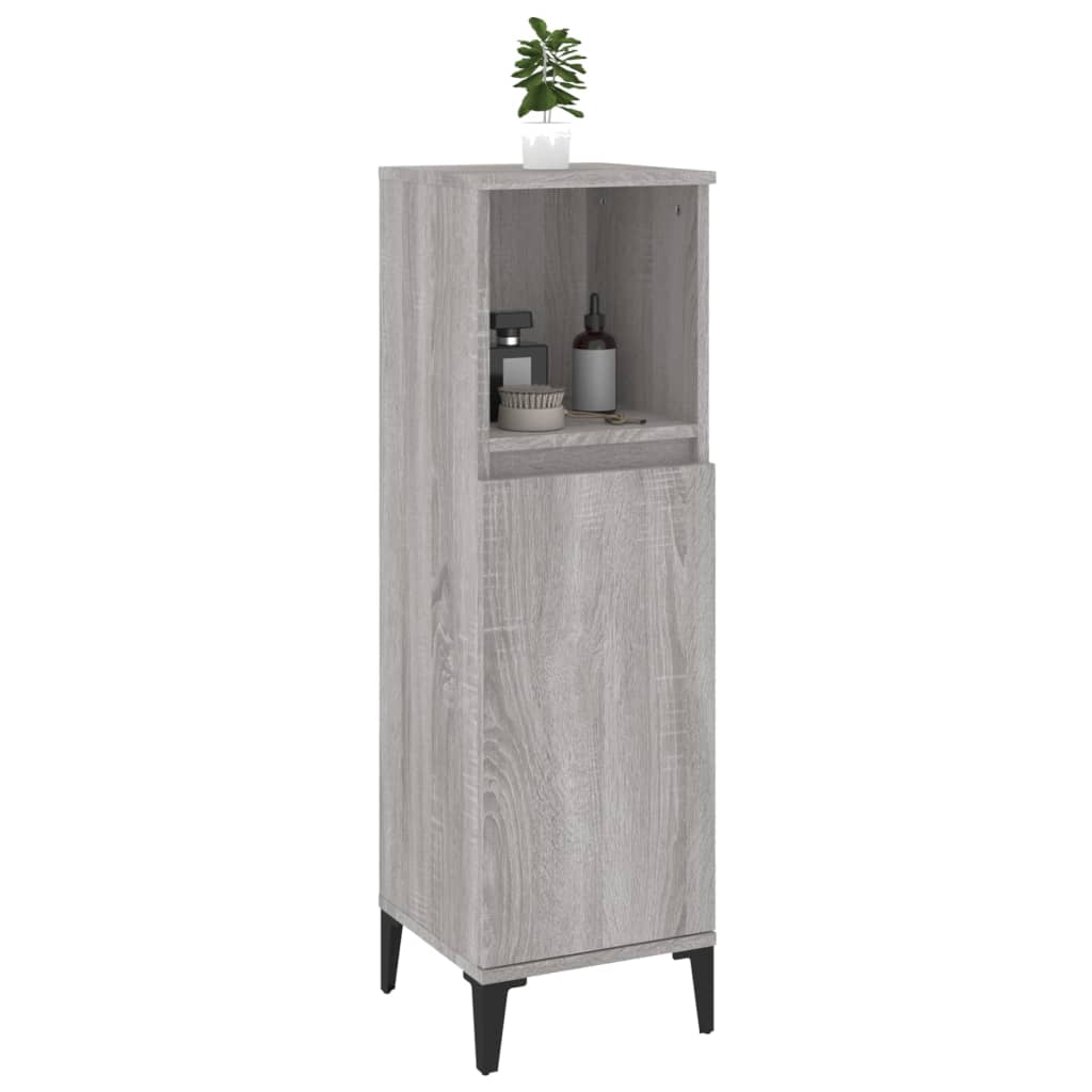 vidaXL Bathroom Cabinet Grey Sonoma 30x30x100 cm Engineered Wood