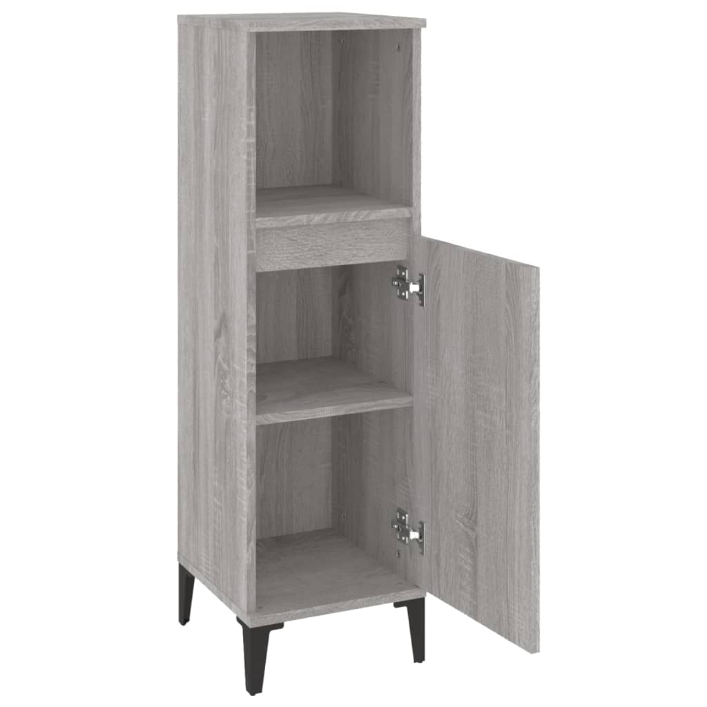 vidaXL Bathroom Cabinet Grey Sonoma 30x30x100 cm Engineered Wood