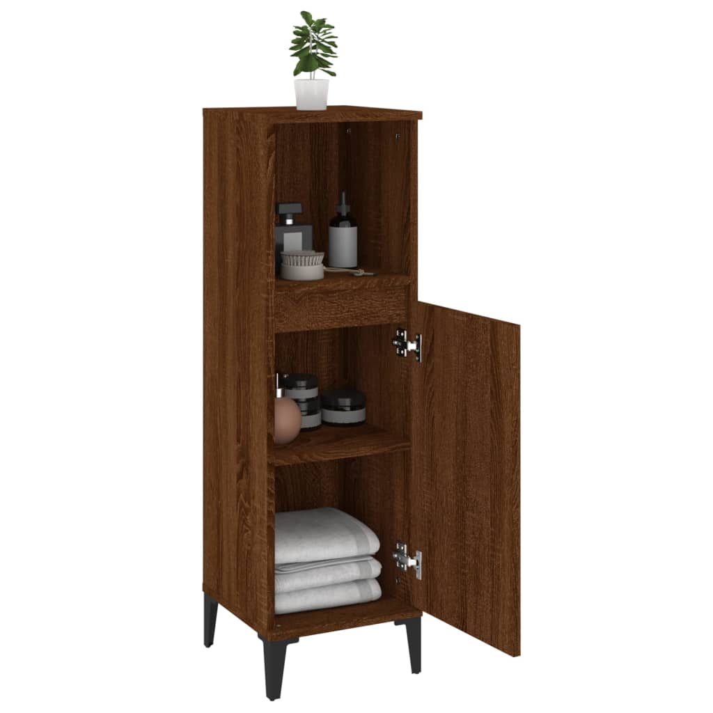 vidaXL Bathroom Cabinet Brown Oak 30x30x100 cm Engineered Wood