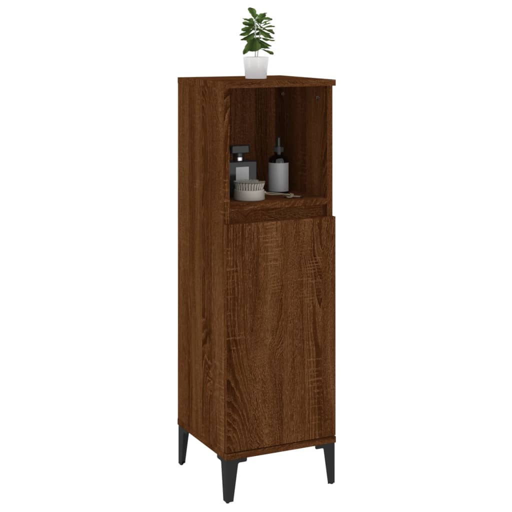 vidaXL Bathroom Cabinet Brown Oak 30x30x100 cm Engineered Wood