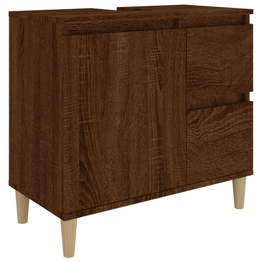 vidaXL Bathroom Cabinet Brown Oak 65x33x60 cm Engineered Wood