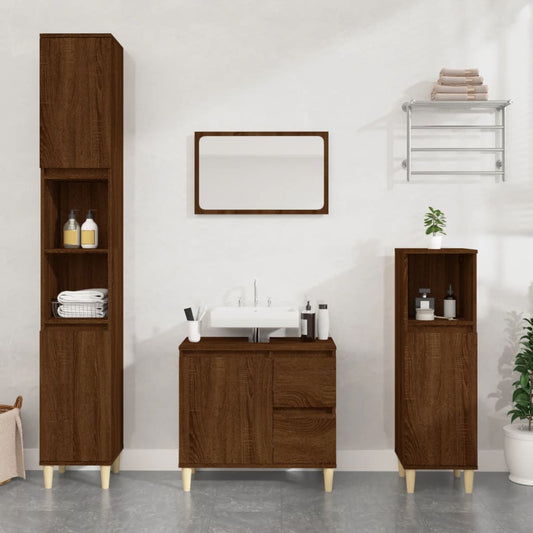 vidaXL Bathroom Cabinet Brown Oak 65x33x60 cm Engineered Wood