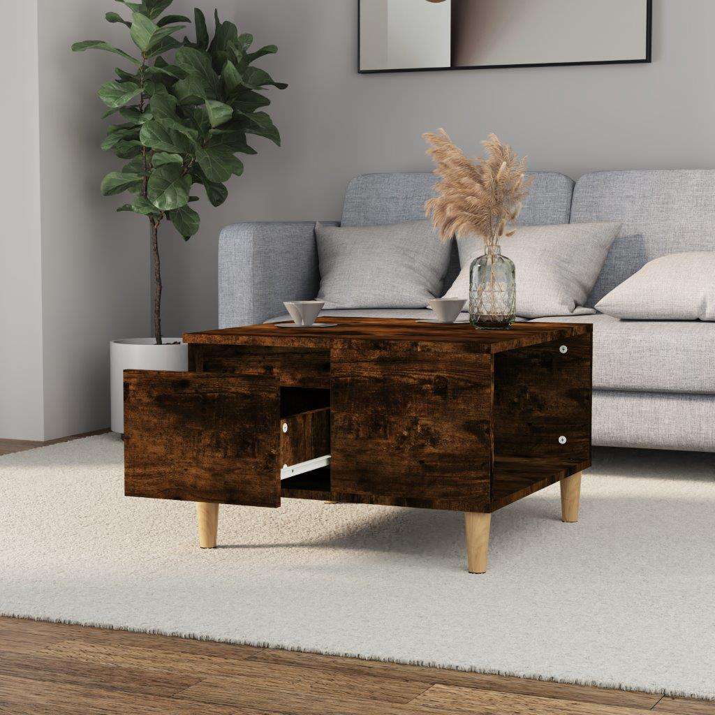 821081 vidaXL Coffee Table Smoked Oak 55x55x36,5 cm Engineered Wood
