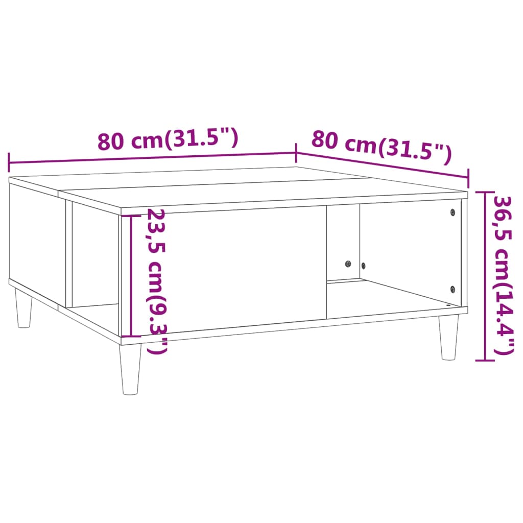 vidaXL Coffee Table Concrete Grey 80x80x36.5 cm Engineered Wood