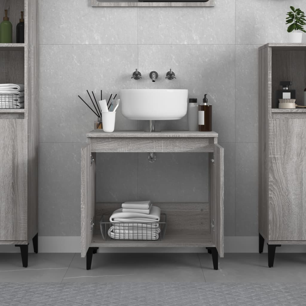 vidaXL Sink Cabinet Grey Sonoma 58x33x60 cm Engineered Wood