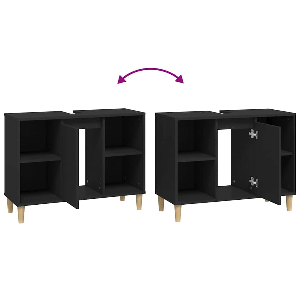 Sink Cabinet Black 80x33x60 cm Engineered Wood