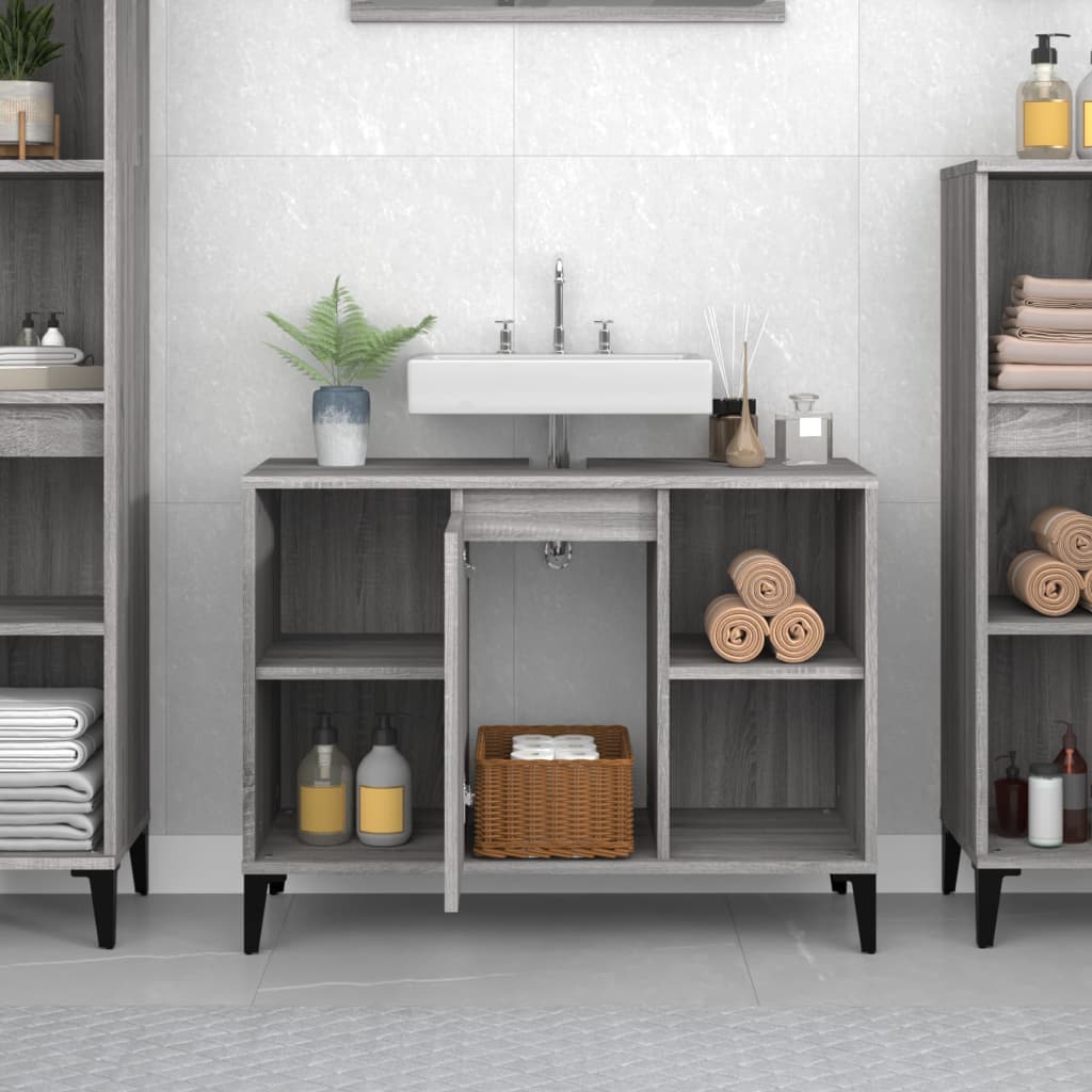 vidaXL Sink Cabinet Grey Sonoma 80x33x60 cm Engineered Wood