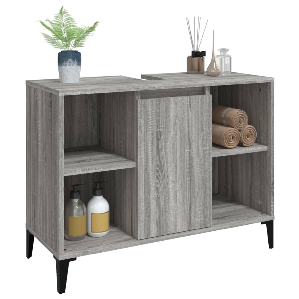 vidaXL Sink Cabinet Grey Sonoma 80x33x60 cm Engineered Wood