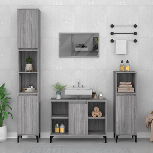 vidaXL Sink Cabinet Grey Sonoma 80x33x60 cm Engineered Wood