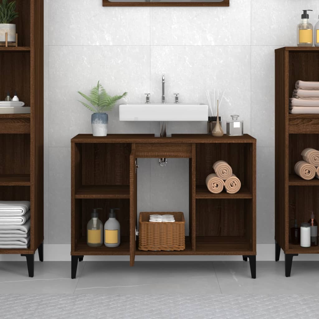 vidaXL Sink Cabinet Brown Oak 80x33x60 cm Engineered Wood