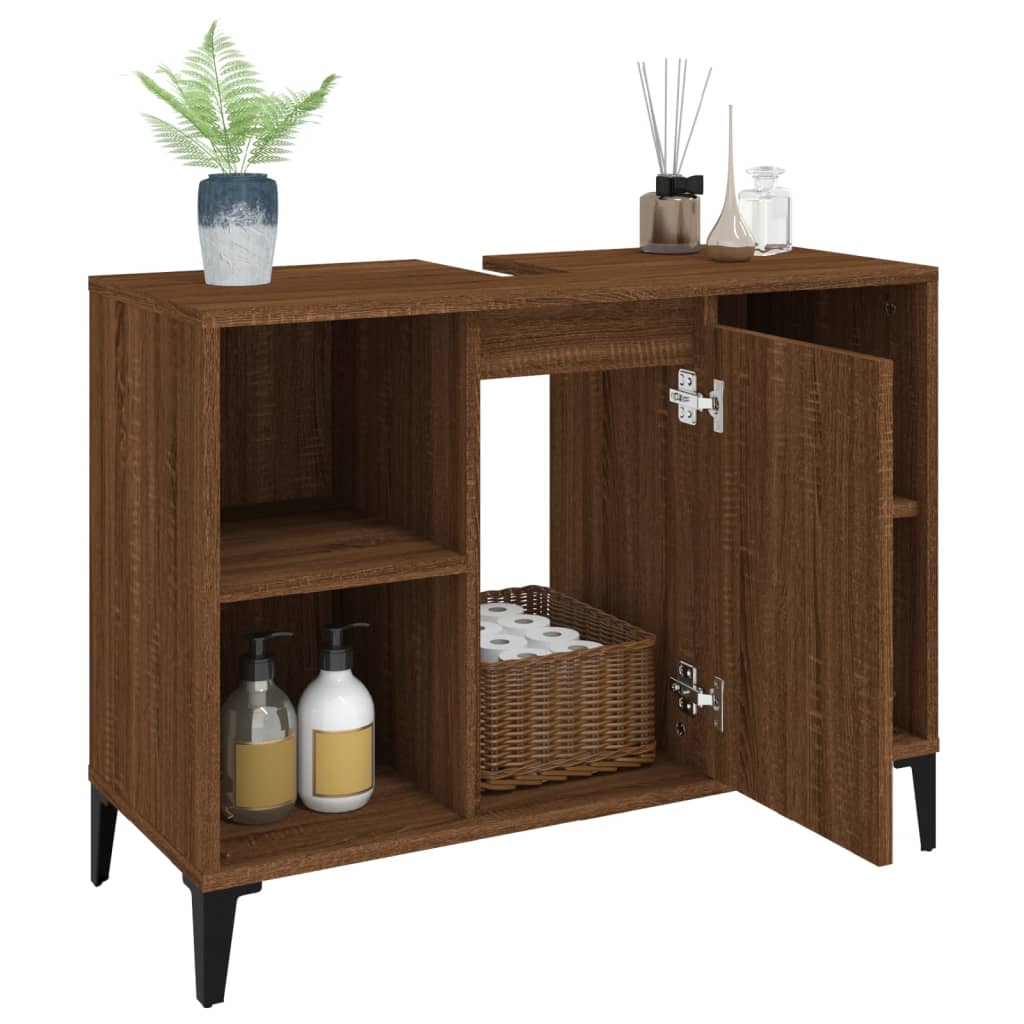 vidaXL Sink Cabinet Brown Oak 80x33x60 cm Engineered Wood