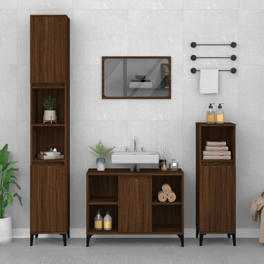 vidaXL Sink Cabinet Brown Oak 80x33x60 cm Engineered Wood