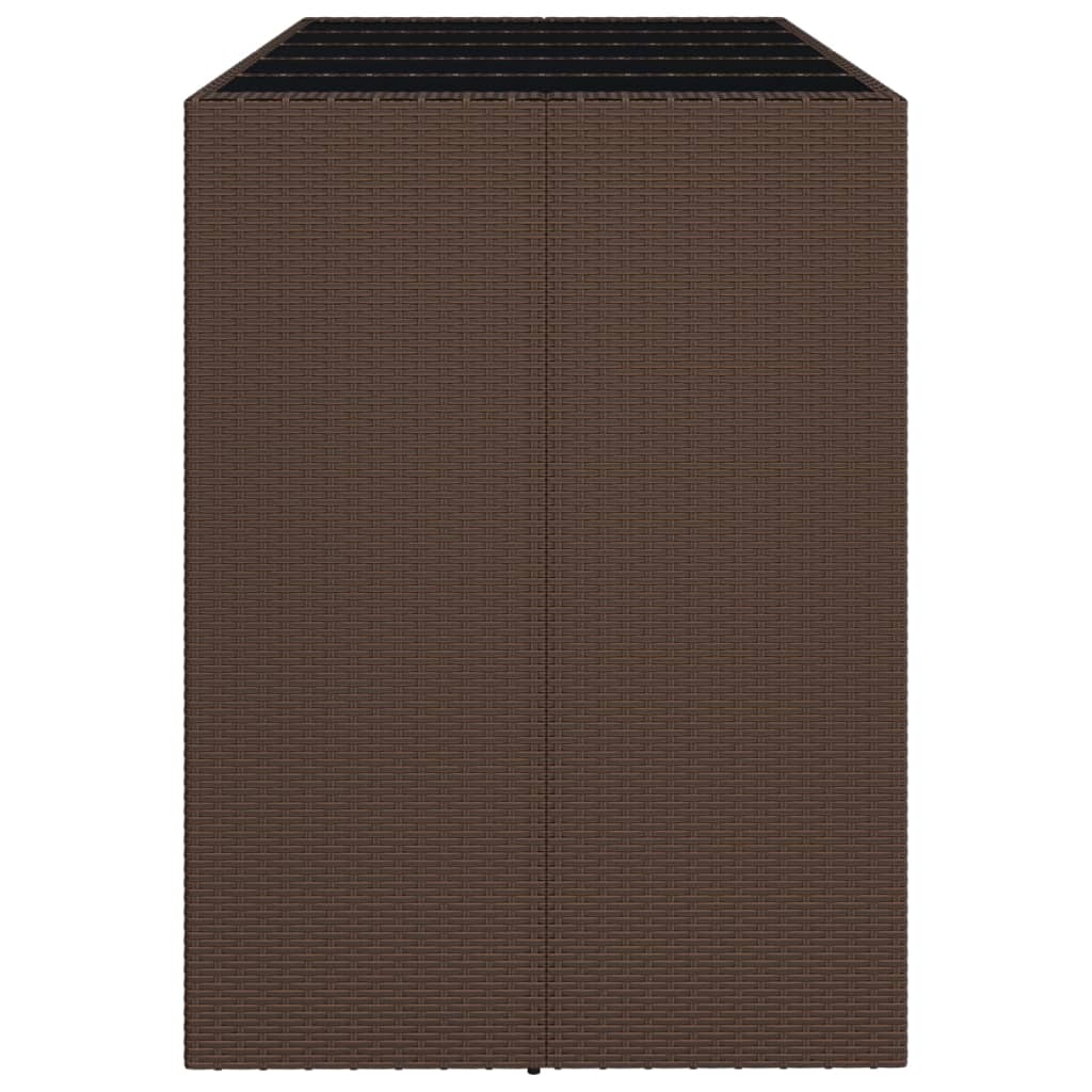 vidaXL Bar Table with Glass Top Brown 185x80x110 cm Poly Rattan