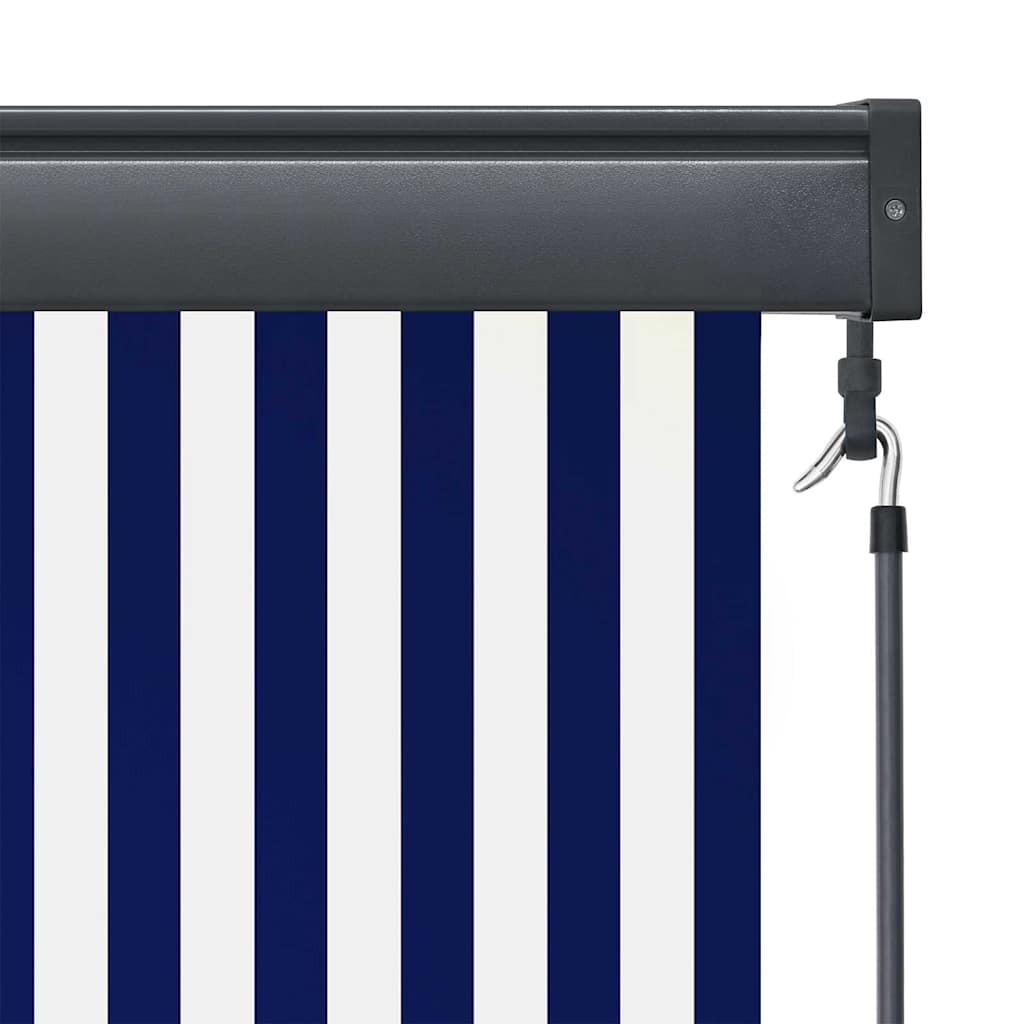 Roller Blind Blue and White 180 x 250 cm Fabric and Aluminum