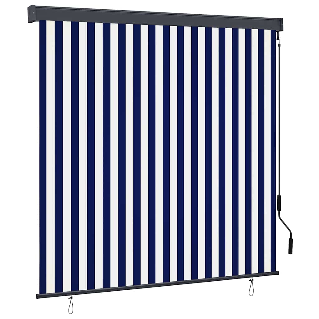 Roller Blind Blue and White 180 x 250 cm Fabric and Aluminum