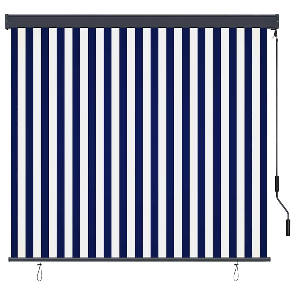Roller Blind Blue and White 180 x 250 cm Fabric and Aluminum