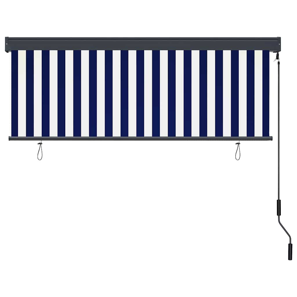Roller Blind Blue and White 180 x 250 cm Fabric and Aluminum