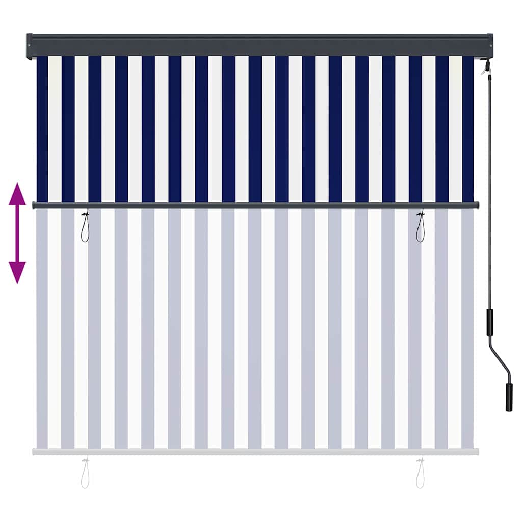 Roller Blind Blue and White 180 x 250 cm Fabric and Aluminum