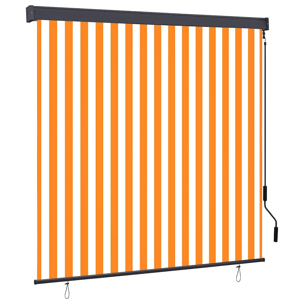 Roller Blind White and Orange 180 x 250 cm Fabric and Aluminum