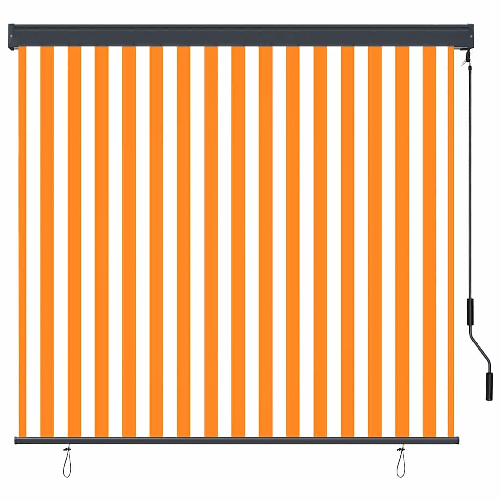 Roller Blind White and Orange 180 x 250 cm Fabric and Aluminum