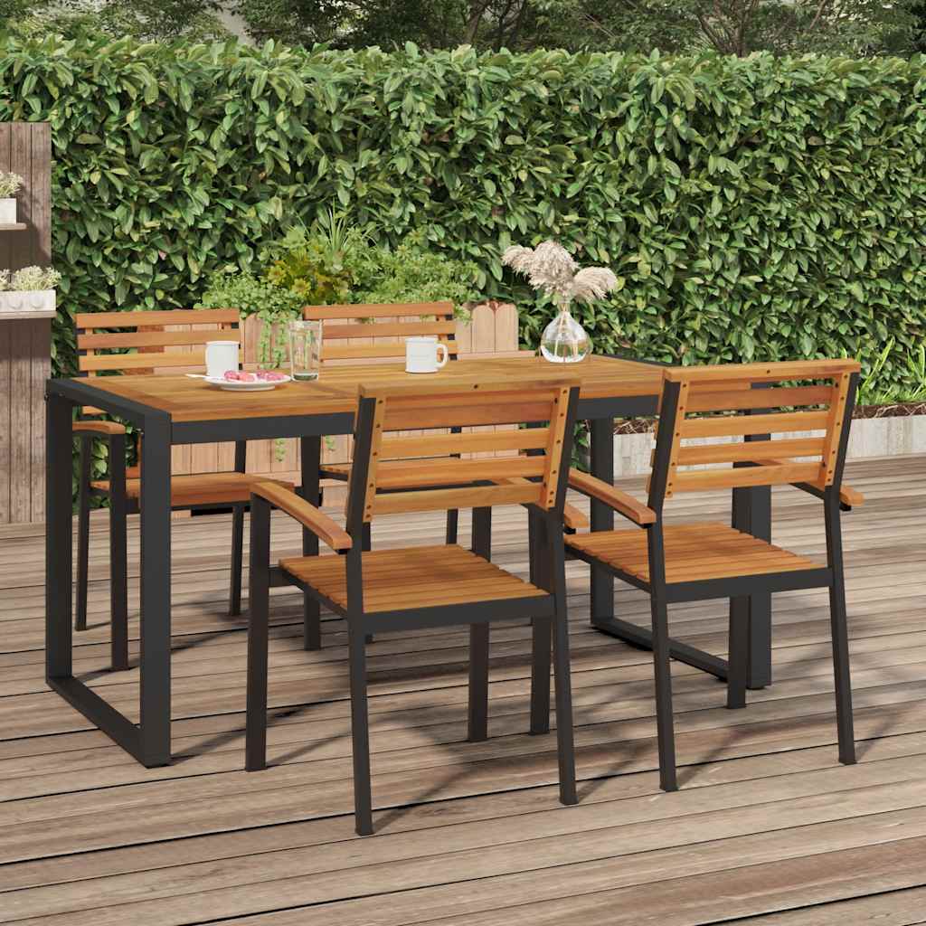 Garden Table with U-shaped Legs 160x80x75 cm Solid Wood Acacia