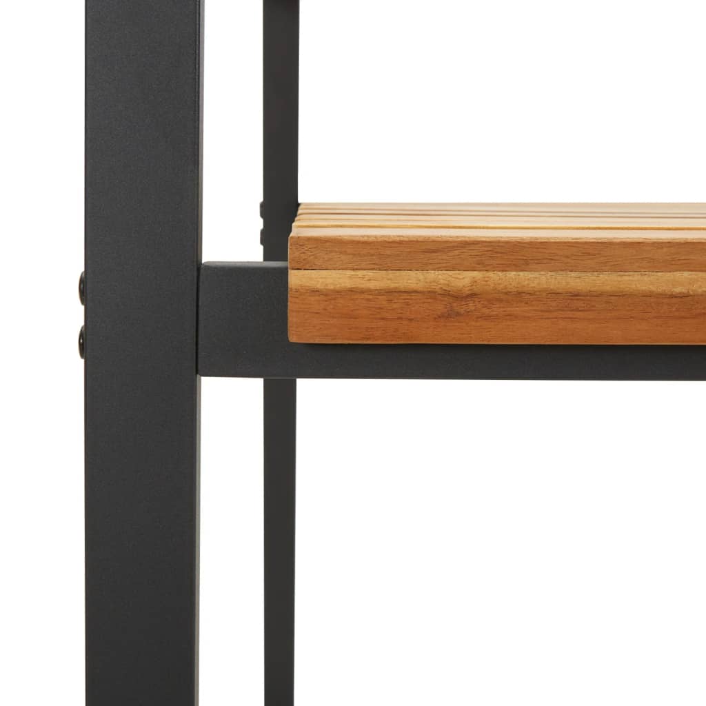 Stackable Garden Chair |  Set of 2 | Natural wood and black metal