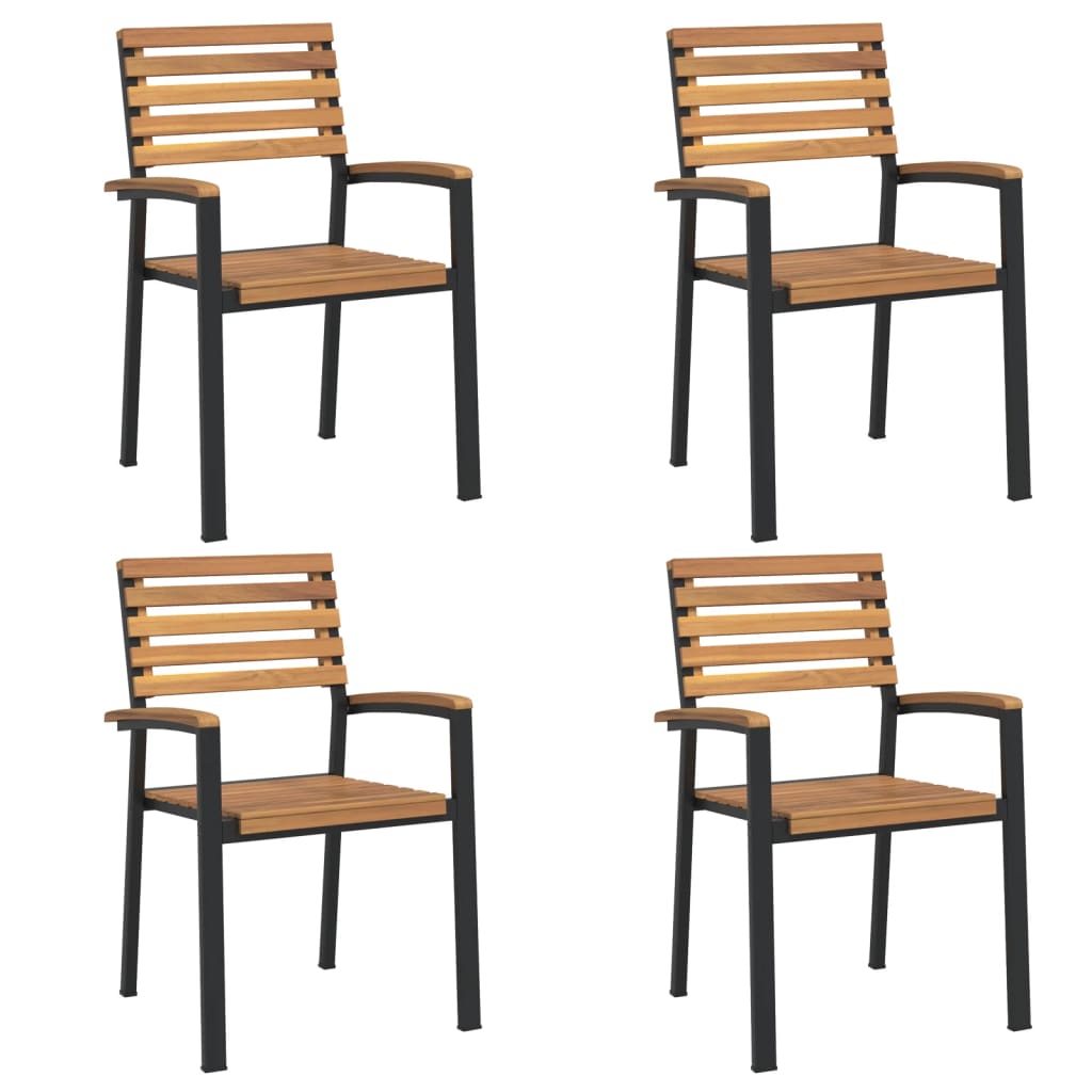 Stackable Garden Chair | Set of 4 | Brown, Black