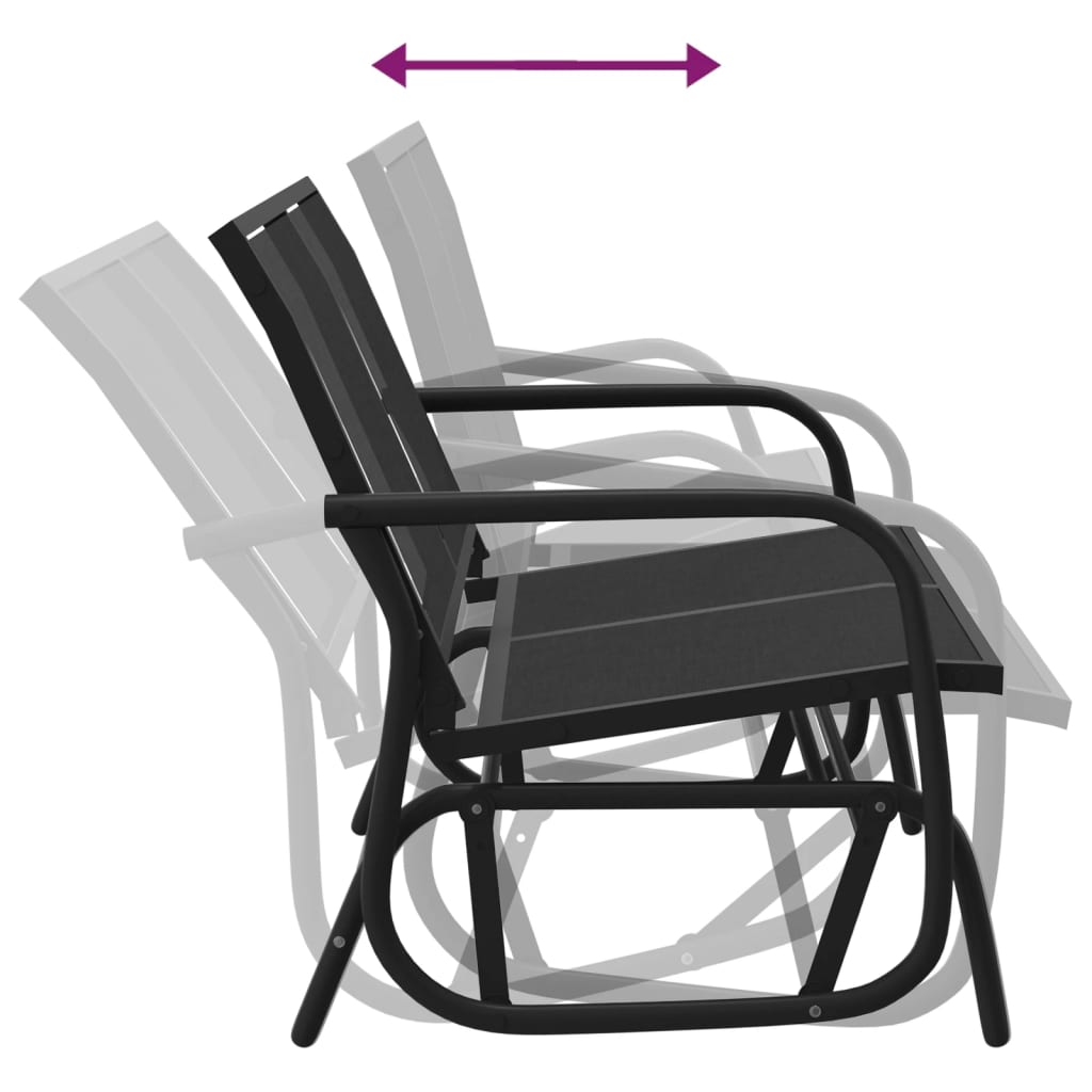 Garden Glider Bench Black 120,5x76x86,5 cm Textilene&Steel