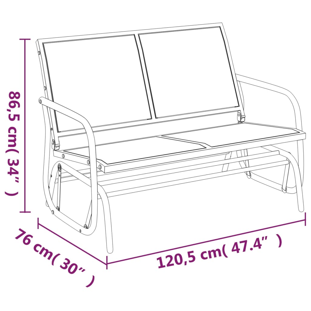 Garden Glider Bench Black 120,5x76x86,5 cm Textilene&Steel