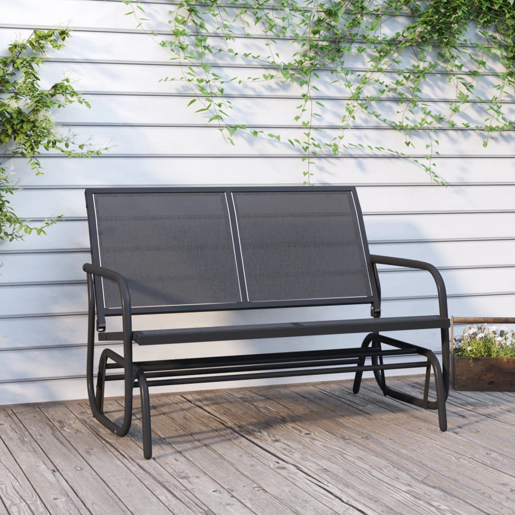Garden Glider Bench Black 120,5x76x86,5 cm Textilene&Steel