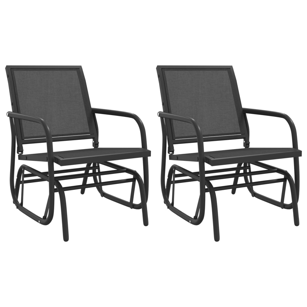 Garden Glider Chairs 2 pcs Black 61x76x87 cm Textilene&Steel