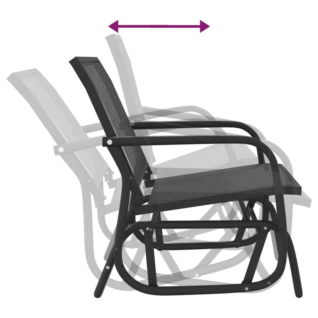 Garden Glider Chairs 2 pcs Black 61x76x87 cm Textilene&Steel