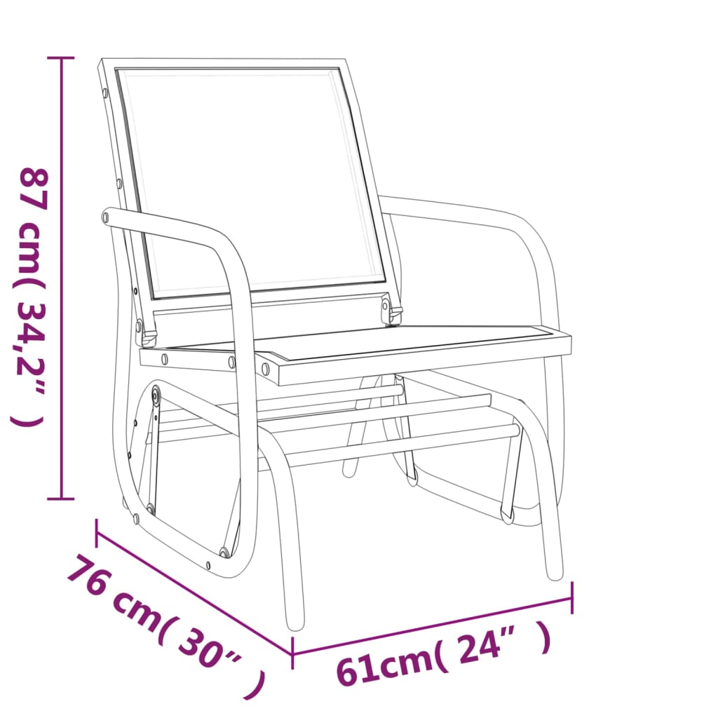 Garden Glider Chairs 2 pcs Black 61x76x87 cm Textilene&Steel