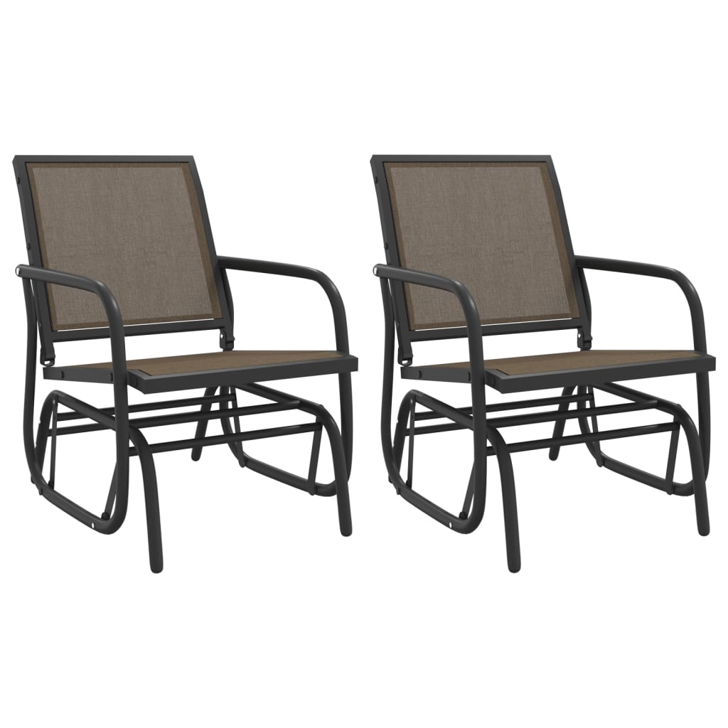 Garden Glider Chairs 2 pcs Brown 61x76x87 cm Textilene&Steel