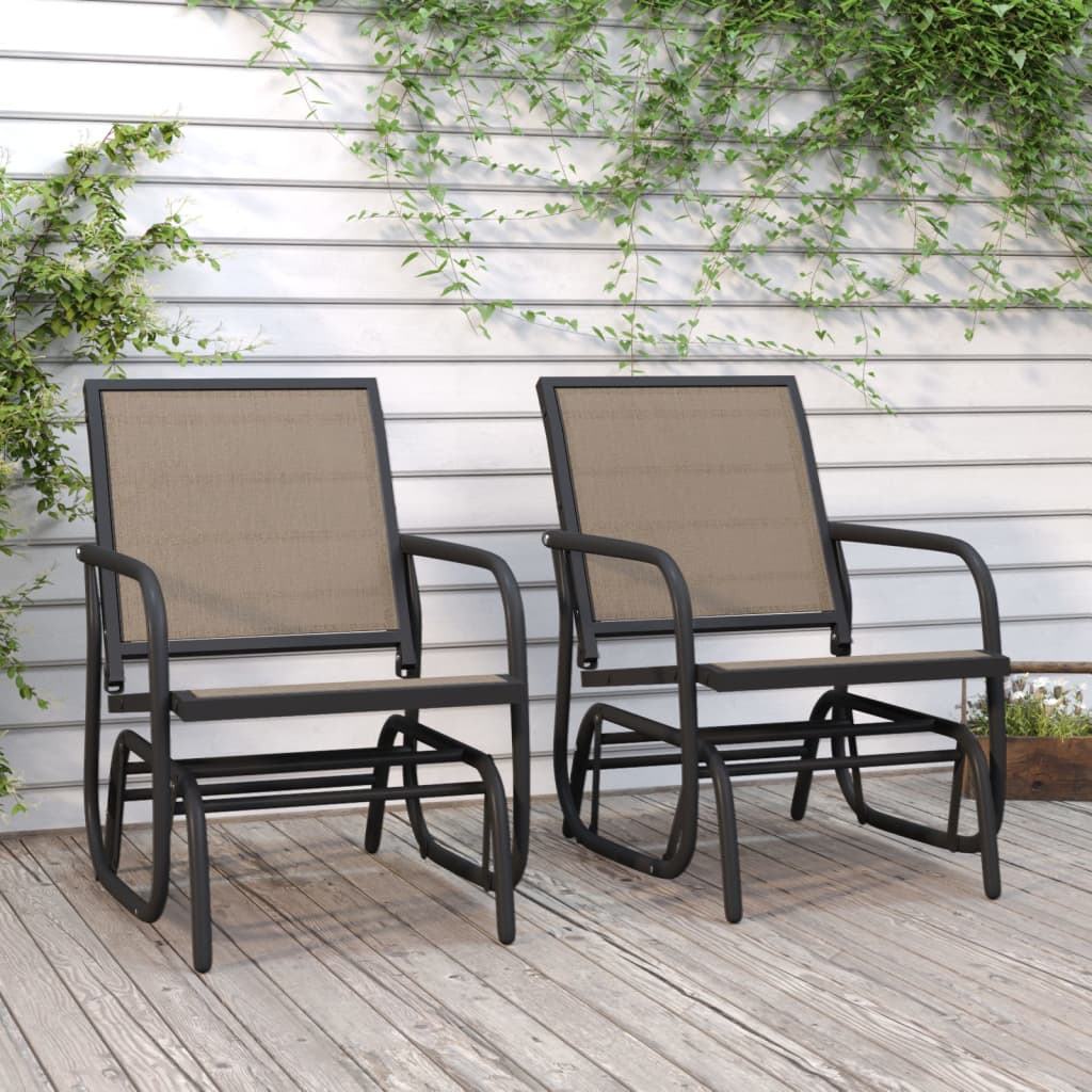 Garden Glider Chairs 2 pcs Brown 61x76x87 cm Textilene&Steel