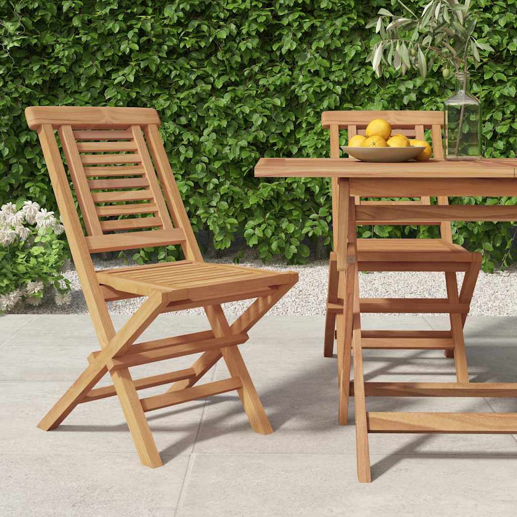 Folding Garden Chair | Set of 2 | Teak | Solid teak wood | Standard