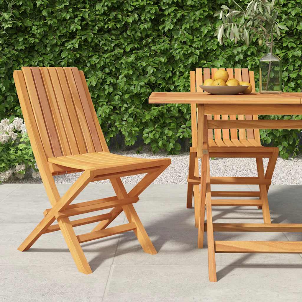 Folding Garden Chair | Set of 2 | Teak | Solid Teak Wood | Medium