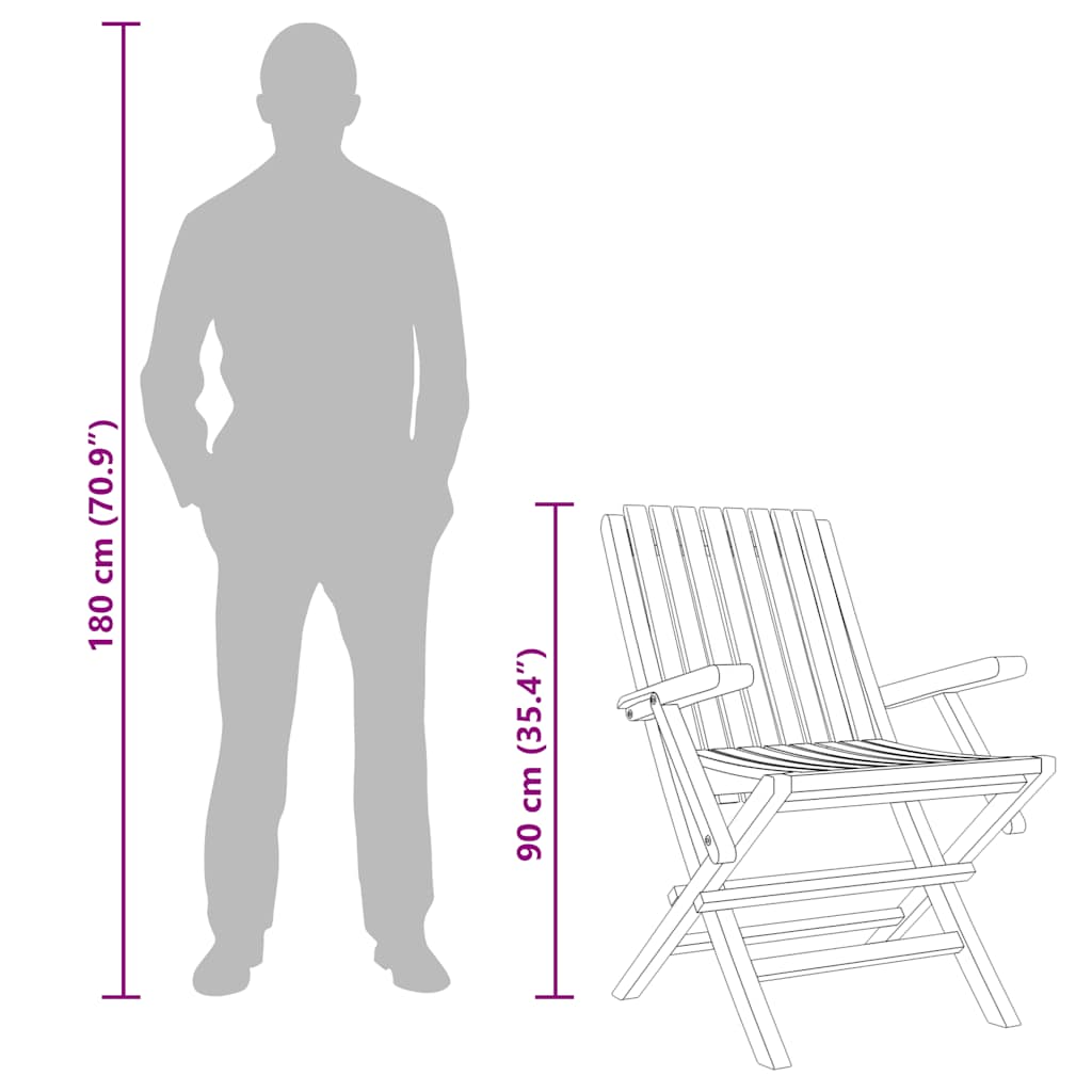 Folding Garden Chair | Set of 2 | Teak | Solid teak wood | Standard